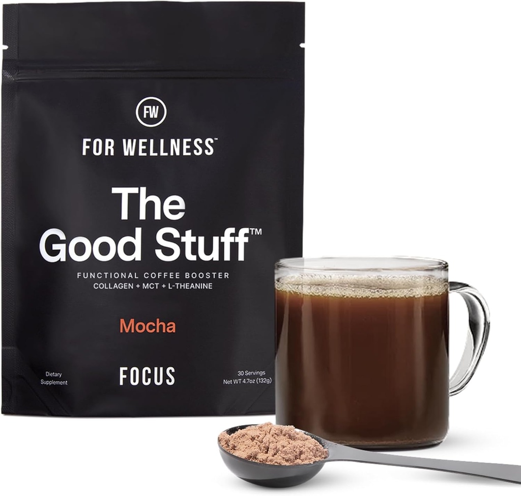 웰니스 굿 스프 포커스 – 모차 커피 부스터 | 초점, 에너지 및 웰빙에 대한 MCTs와 Nootropic Collagen 크림 | Non-Dairy, Keto-Friendly, 30 인분