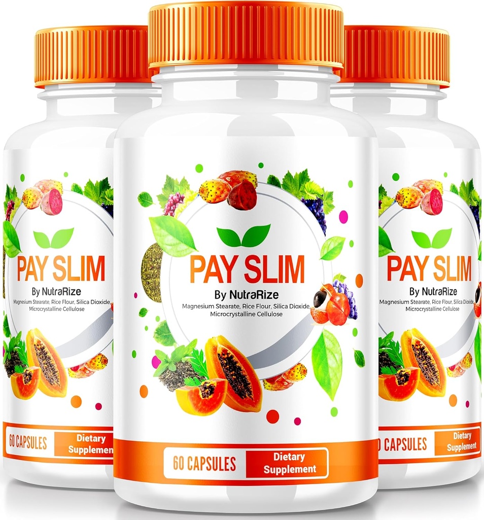 NutraRize (3 팩) 지불 슬림 캡슐, PaySlim 건강한 체중 감량을위한 모든 자연 보충, 프리미엄 포뮬러 몸과 피트니스 목표 달성, 공식 리뷰 (180 캡슐)