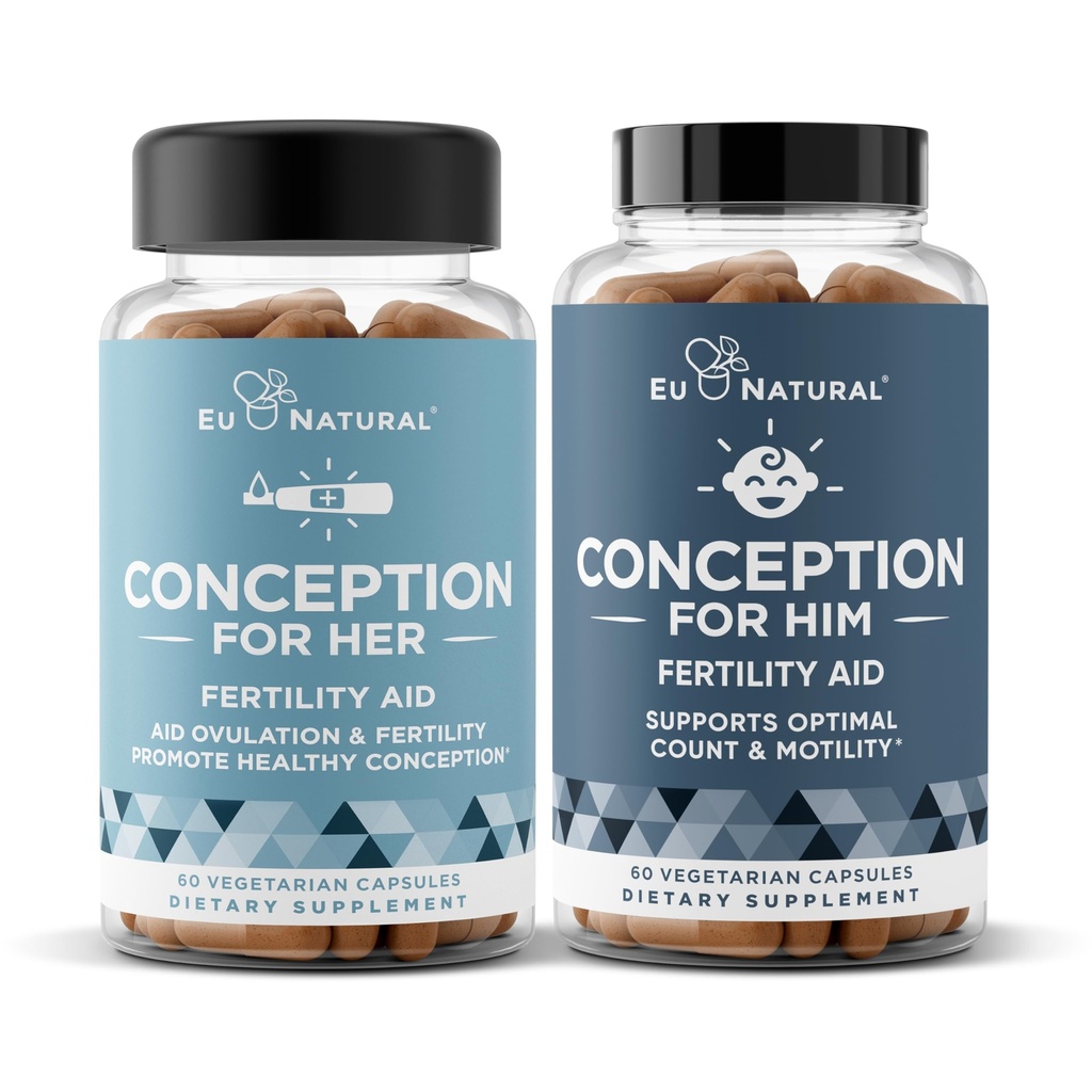 Conception Fertility for Her & Him Bundle - 여성 및 남성에 대한 불임 보충 교재 - Prenatal Vitamins - 호르몬 균형, 사이클 일관성, Aid Ovulation - 120 조사