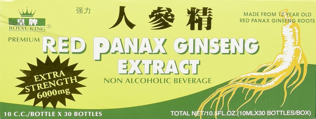 왕 빨간 Panax 인삼 추출물 6000mg, 0.33 Fl Oz (30의 팩)