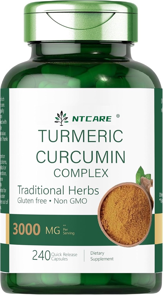 검은 후추 3000mg의 Turmeric Curcumin |Joint Support | 240 캡슐 | Turmeric Complex Supplement | Non-GMO, 글루텐 무료