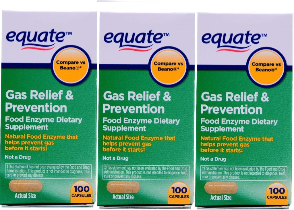 Equate Gas Bloating Relief and Prevention, 식품 효소 다이어트 보충교재, 300 조사