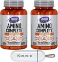 NOW Foods Sports Nutrition, Amino CompleteTM | 21 아미노산과 B-6의 단백질 혼합 | 120 Veg Capsules - Pill 주최자 2 팩