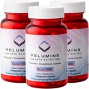 Relumins Advance Nutrition Gluta 1000 - L-Glutathione, 알파 Lipoic Acid & Rose HIPS, 피부 및 전반적인 웰빙을위한 산화 방지제 지원 - 미국 - 30 캡슐 x 3 병 (45 일 공급)