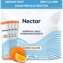 Nectar Hydration Packets - Electrolytes Powder Packets - Sugar 또는 Calories - Dehydration Relief 및 Rapid Rehydration (Orange 18 Pack) 용 유기 과일 액체 일일 IV 전해질 분말