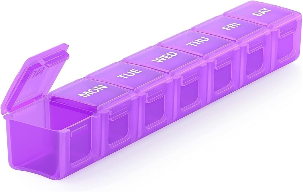 Sukuos Extra Large Weekly Pill 주최자, 7 Day Daily Pill Box Case Arthritis 친화적 인 실크 스크린은 비타민, 생선 기름 또는 보충제 (자유)에 대한 명확한 뚜껑이있는 의약품 용기를 인쇄했습니다.