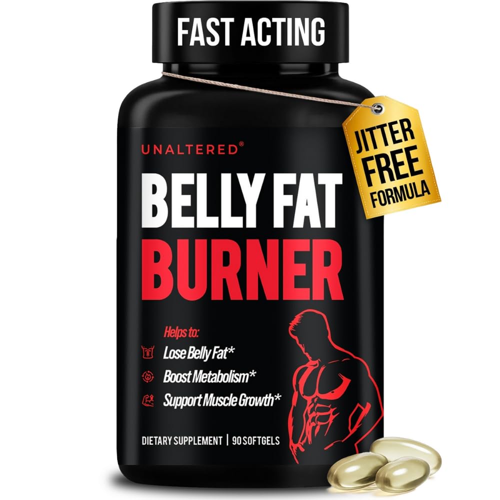 남자를위한 UNALTERED Belly 지방 버너 - 자연적인 체중 감소 알약은 체지방을 줄이고, Lean 근육 질량의 보존 및 건강한 대사 - CLA Dietary 보충교재 - 90 Softgel 캡슐
