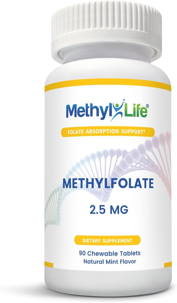 L-Methylfolate 2.5 - Magnafolate-C (태블릿 당 2,500 mcg)로 L-5-MTHF - [90의 재상할 수 있는 정제]