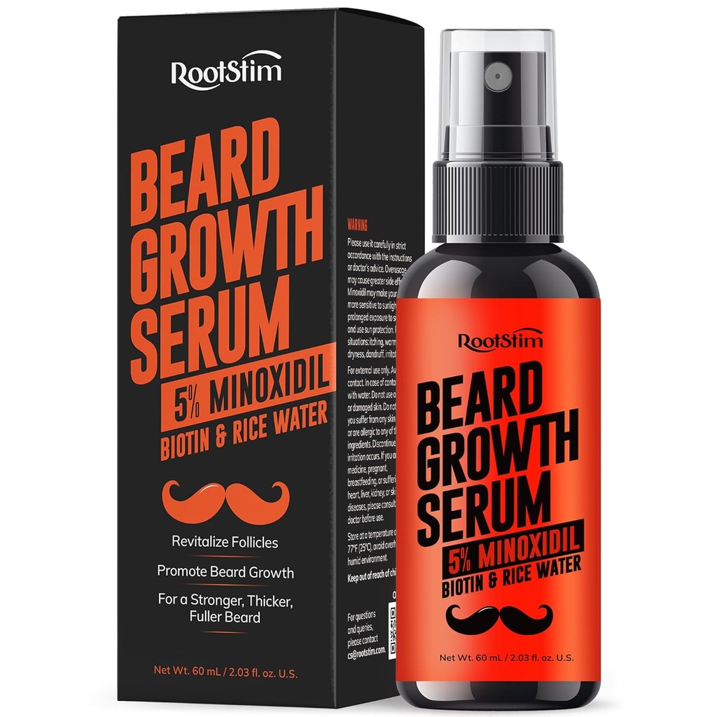 남자를위한 곰 성장 혈청 : Biotin & Rice Water로 머리 성장 스프레이 - Extra Strength Beard Oil