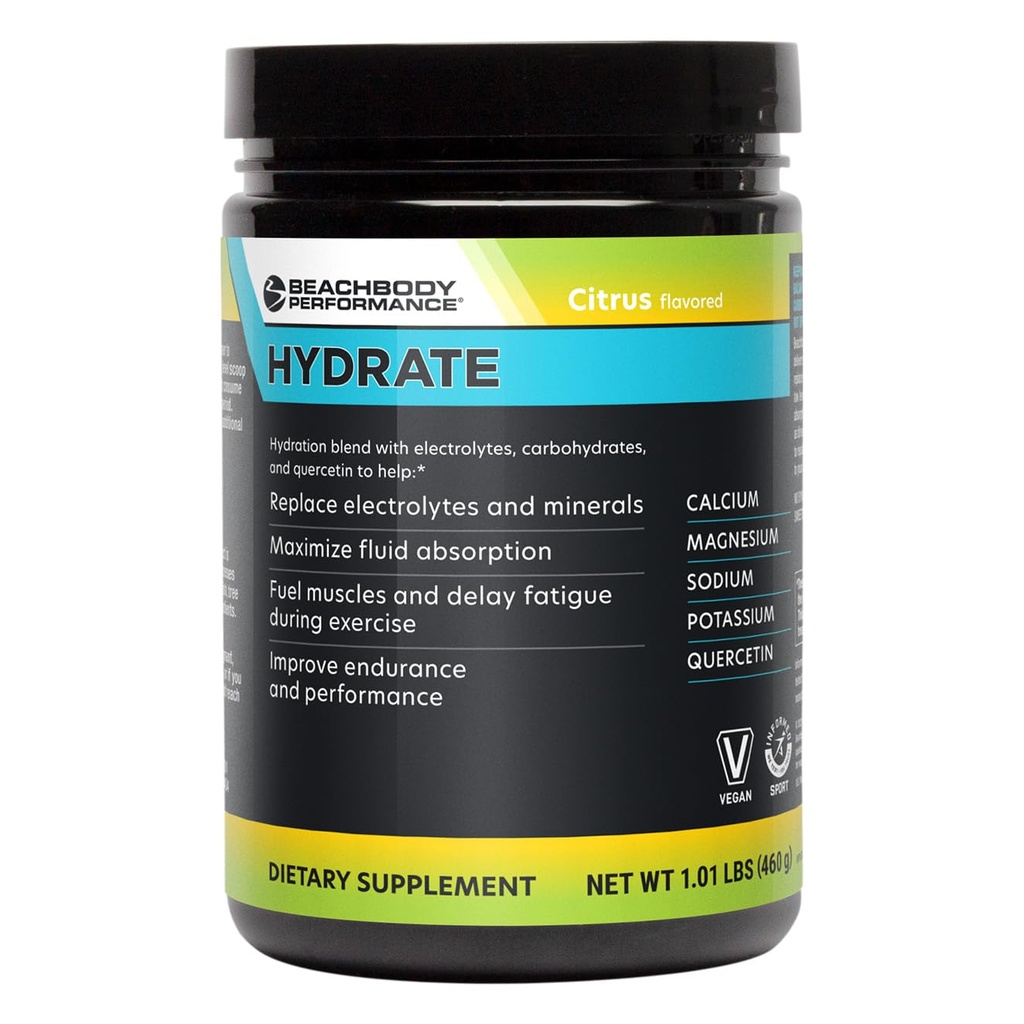 BODi Hydrate 성능 Hydration 보충교재, Quercetin Enriched Electrolyte 분말, 4개의 열쇠 Electrolytes: 칼륨, 마그네슘, 나트륨, 칼슘 - 지원 내구시간 & 유동성 균형, 감귤류, 40 SRV