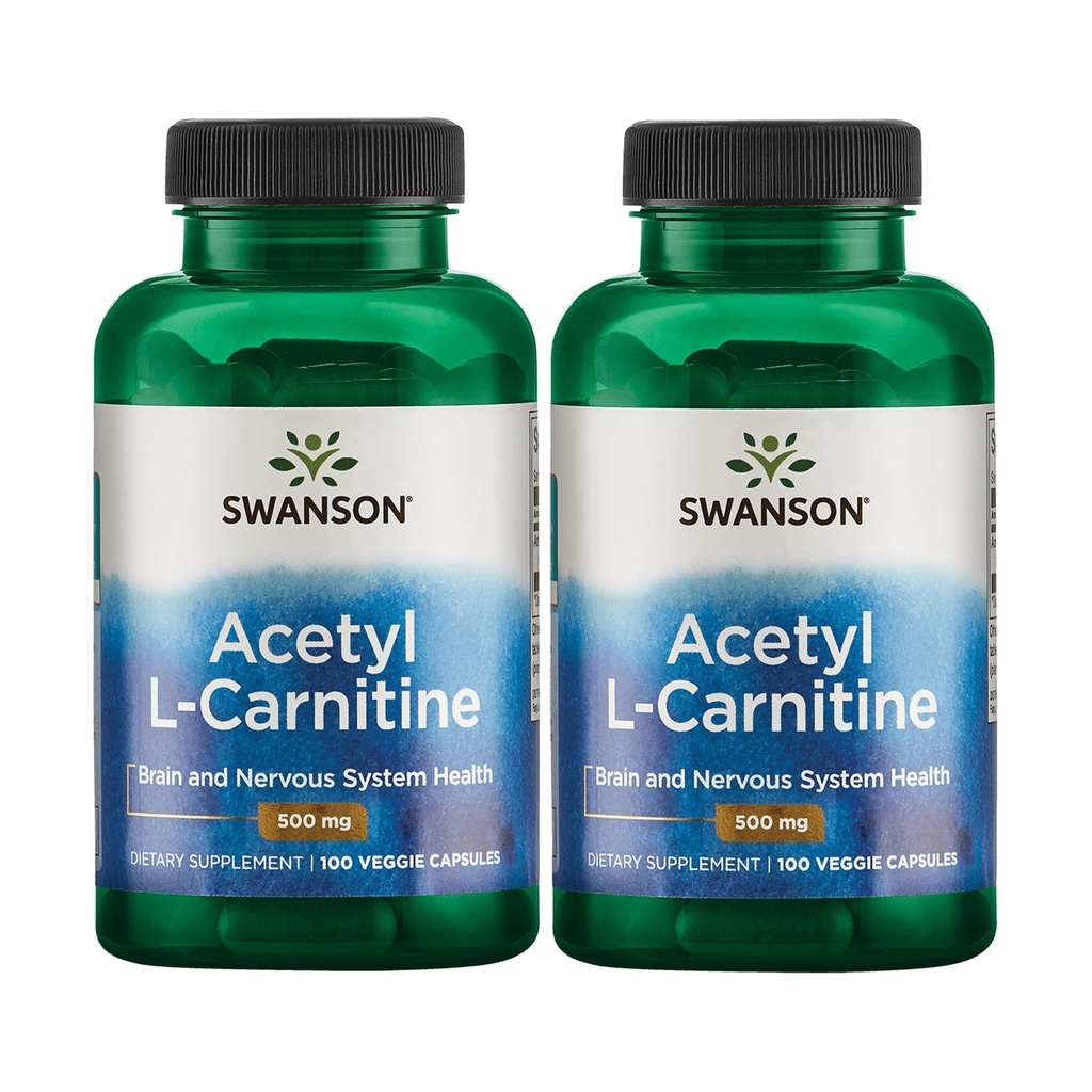Swanson Acetyl-L-Carnitine - Amino Acid Supplement 승진 Cognitive Health & Muscle Support - 자연 공식은 Nervous 시스템 건강을 홍보 할 수 있습니다 - (100 Veggie 캡슐) (2 팩)