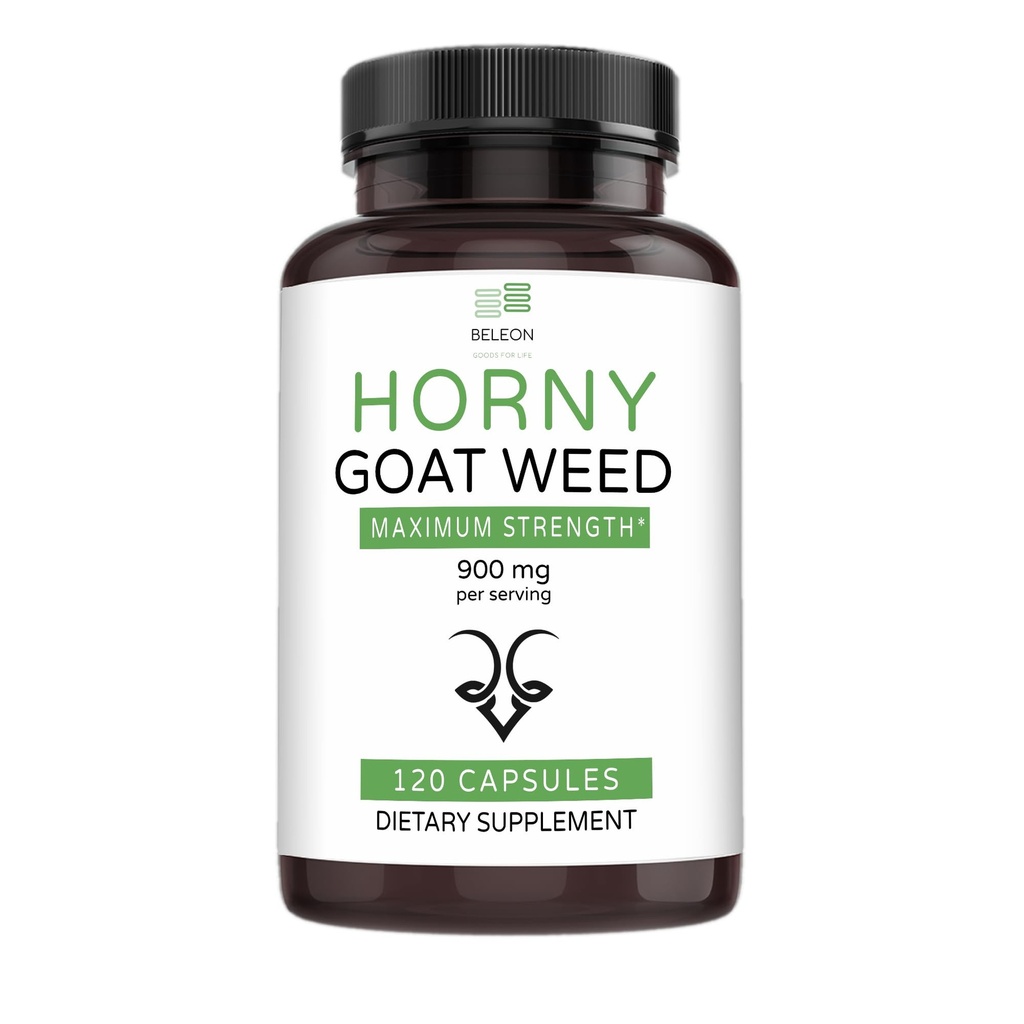 남성과 여성을위한 Horny Goat 잡초 추출물 - 남성 강화 보충교재 체력 약 - 120 캡슐