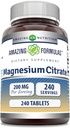 Amazing Formulas Magnesium Citrate | 200 Mg 정제 | 미네랄 보충 | Non-GMO | 글루텐 프리 | 미국 (1개 팩, 240개)