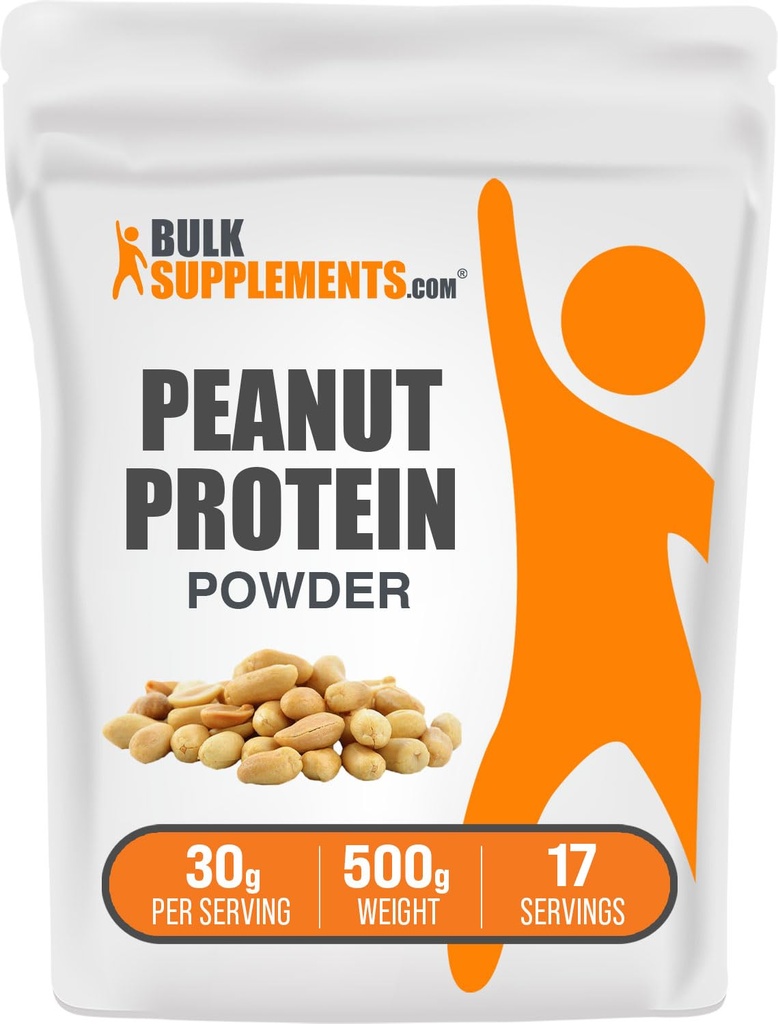 BulkSupplements.com 땅콩 단백질 분말 - 땅콩 단백질 가루, 글루텐 무료, 서빙 당 30g, 500g (1.1 파운드) (1의 포장)