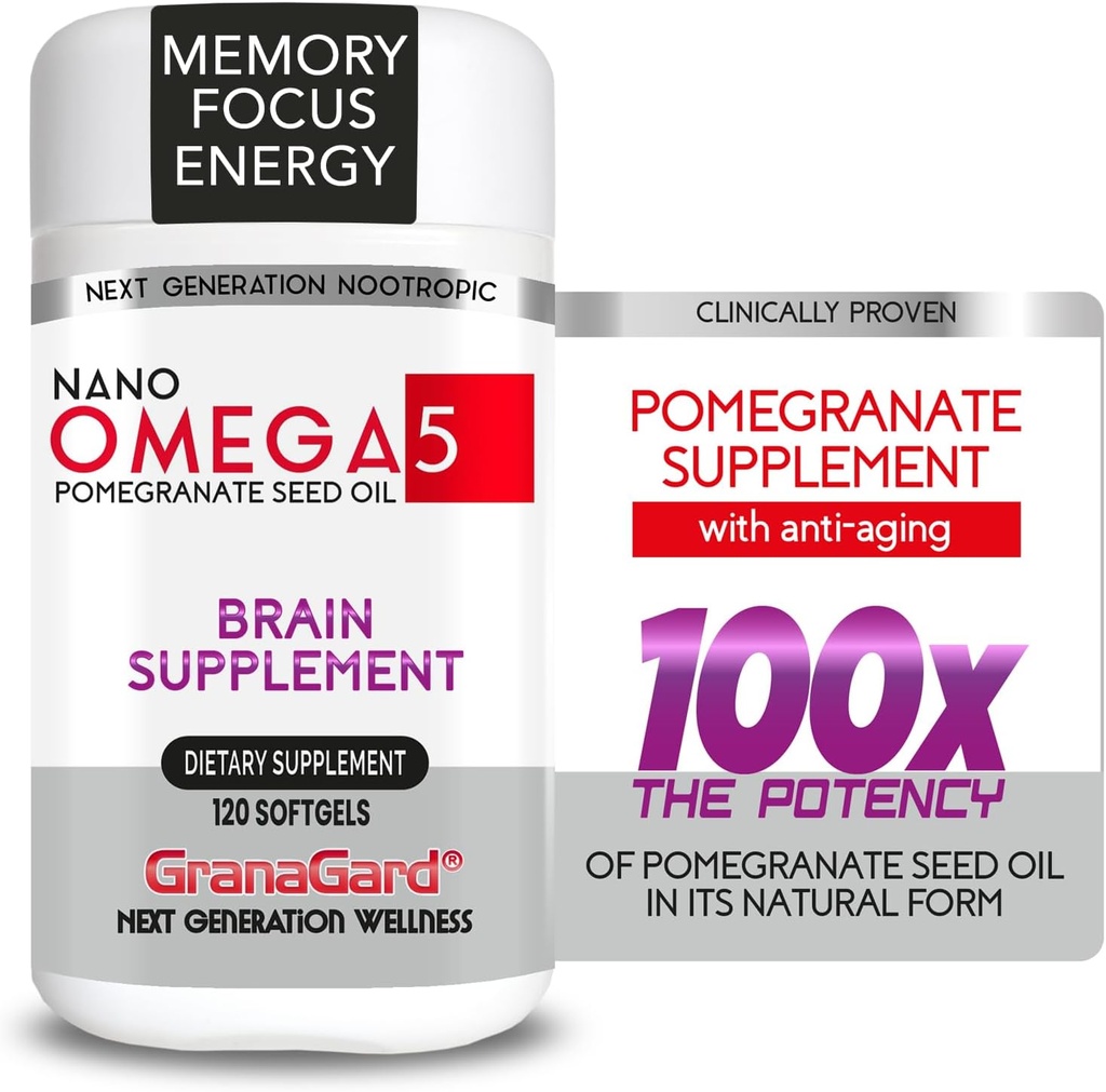 CLINICALLY PROVEN (2 개월 공급) ANTI AGING, 메모리 알약, 오메가 5 석류 보충, 1 병 120ct