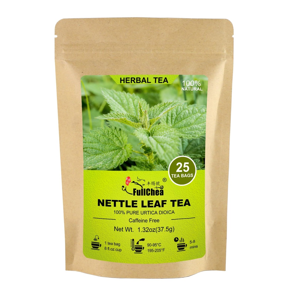 FullChea - Nettle Leaf Tea Bags, 25 Teabags, 1.5g/bag - Naturally Sting Nettle Tea - 지원 눈 건강 및 강화 뼈