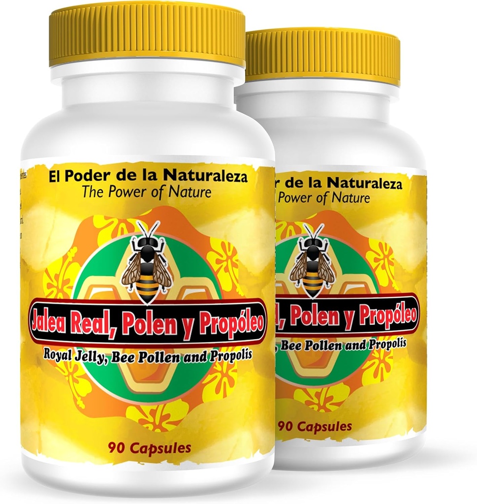Nutrisalud 제품 Jalea Real, 폴란드 y Propoleo en UNA sola capsula. Maxima Potencia입니다. Tonico rejuvenecedor, energia 자연, .Set de 2 frascos con 90 모자. ₢ 킹