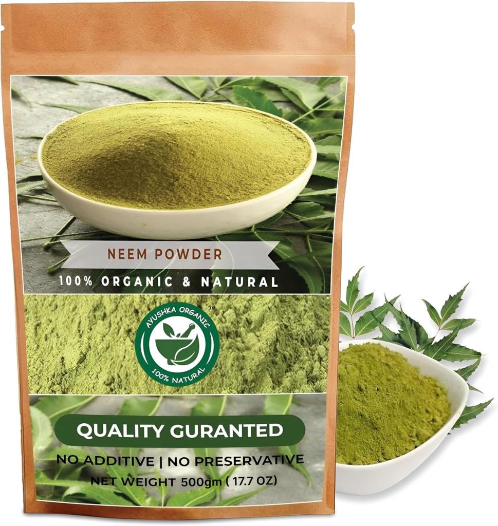 Neem 파우더 | Azadirachta Indica | 피부 & 헤어 케어 천연 초본 보충 (17.7 OZ | 500 gm)