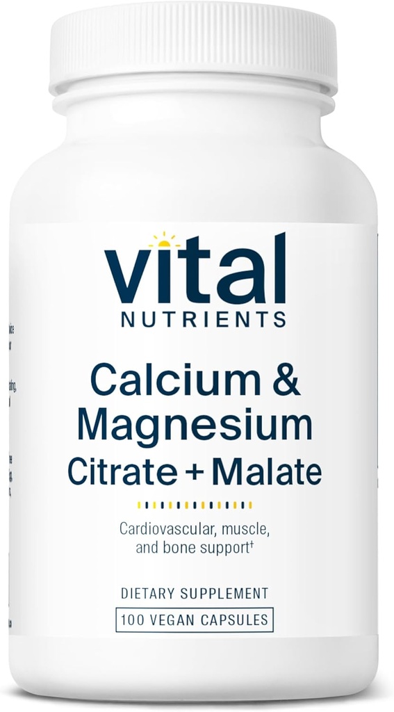Vital Nutrients 칼슘과 마그네슘 | 시세 및 말레단 | Vegan Supplement | 지원 뼈 힘, 근육 및 심혈관 건강 * | 글루텐, 유제품 및 소이 무료 | 비 GMO | 100 캡슐