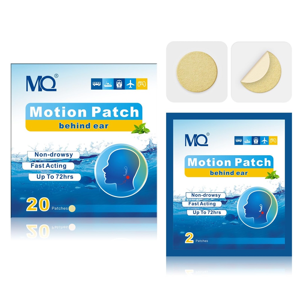 MQ 20ct 모션 간격 패치, 빛 색상, 바다 Sickness 패치 비 Drowsy & 방수, 크루즈 선박 여행 필수, 빠른 행동 및 긴 지속 72H