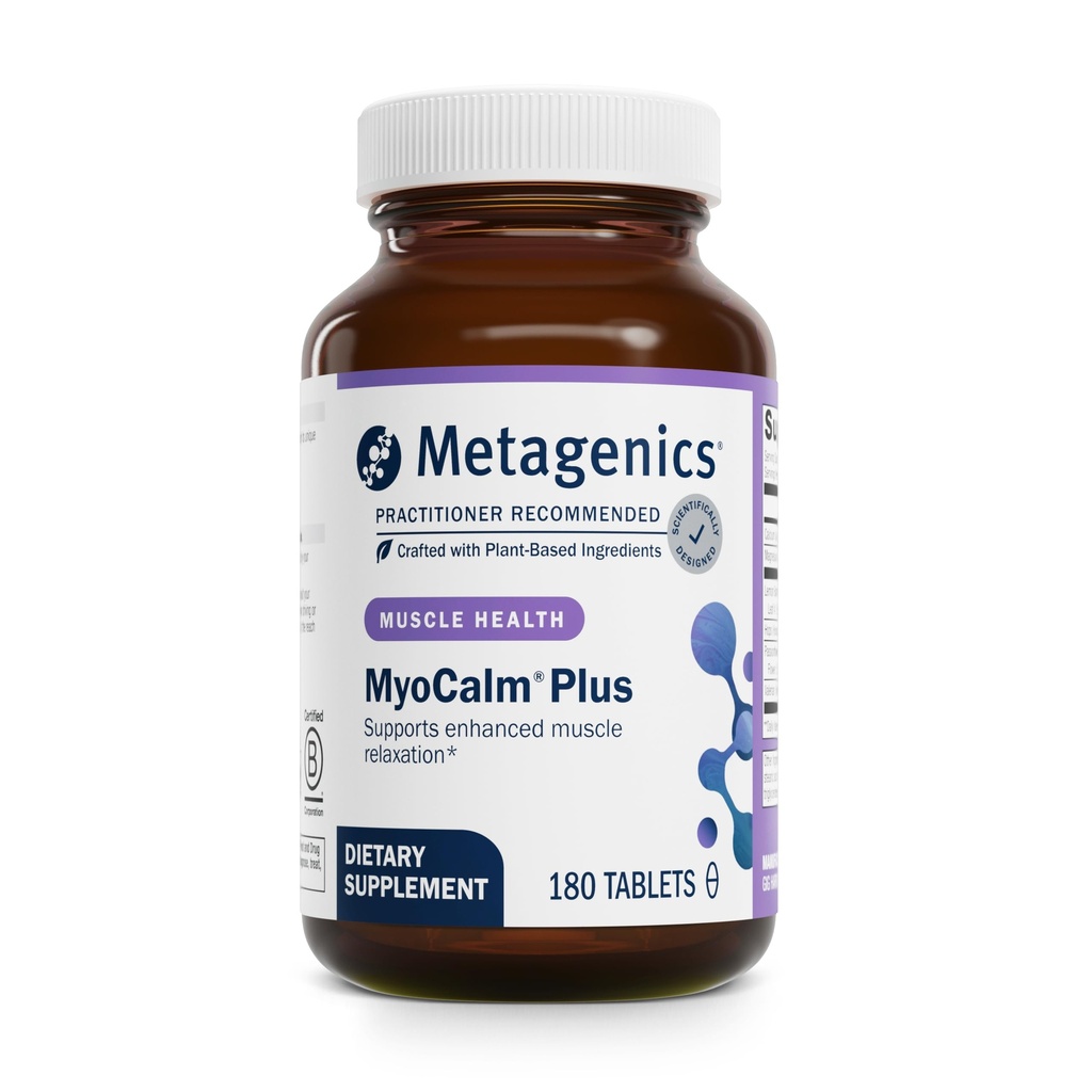 Metagenics MyoCalm Plus - Muscle Relaxation & Stress Support with Passionflower, Valerian, Lemon Balm, 마그네슘 및 칼슘 - 수면 품질 지원 - 비 GMO, 글루텐 프리, 채식 - 180 정제