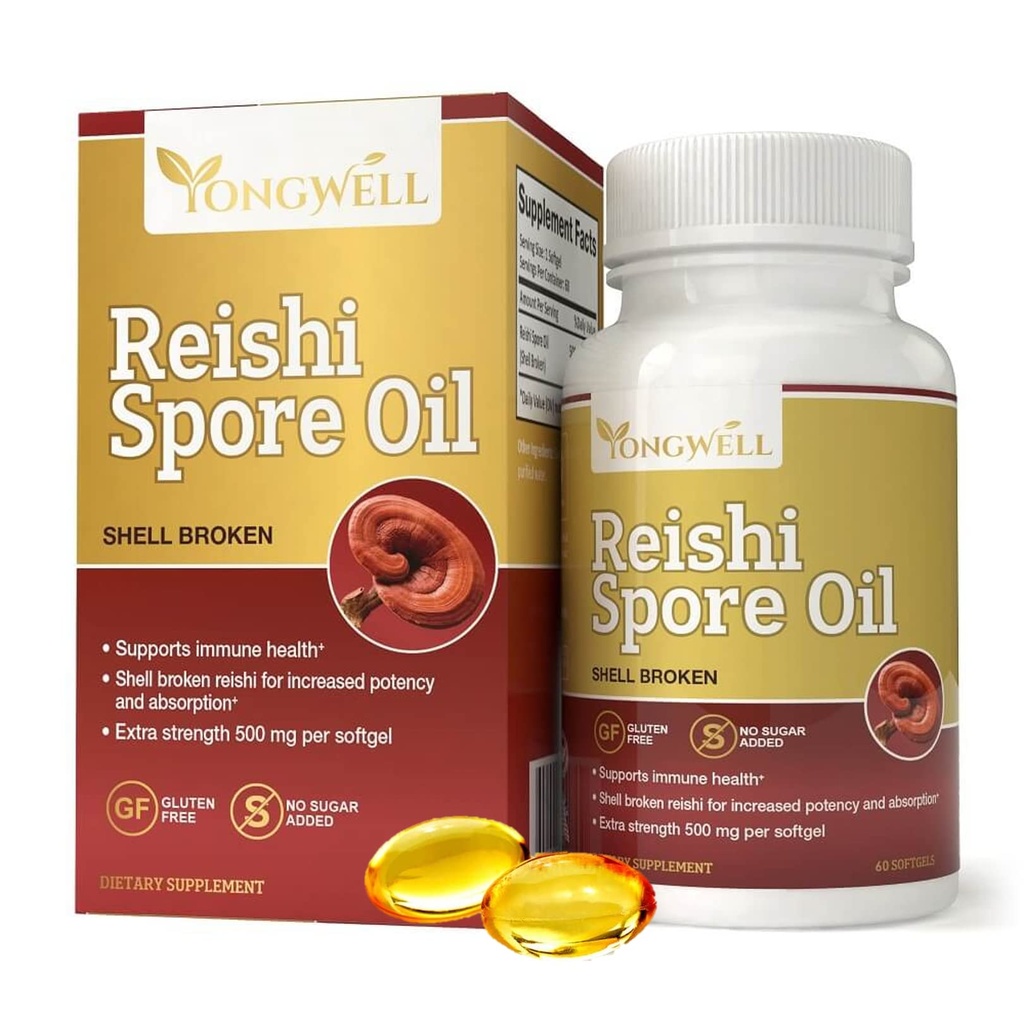 Reishi Spore 기름 포탄 Broken 여분 힘 500mg (60 Softgels)
