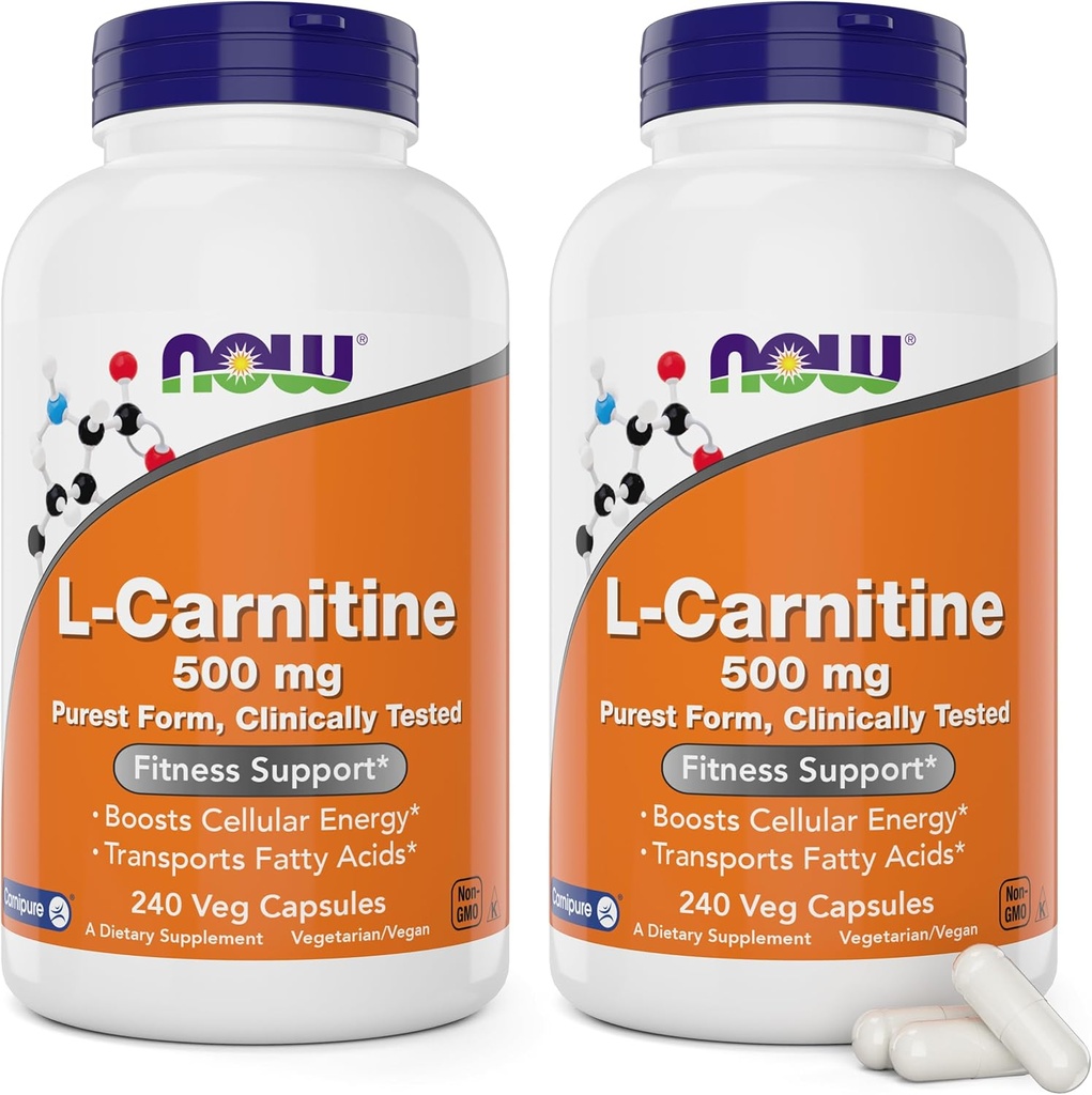 지금 음식 L 카르니틴 500 mg, 240 Veg 모자 (2의 포장)