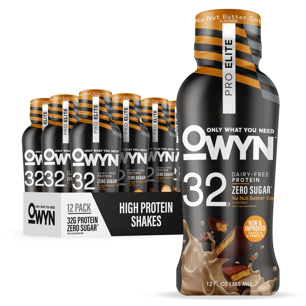 OWYN 당신이 직업 엘리트 Vegan 식물에 근거한 높은 단백질 Keto Shake, 견과 버터 컵 없음, 영 설탕, 32g 단백질, Omega-3, Prebiotics, 운동과 회복을 위한 Superfoods 녹색, 0g 순수한 Carbs가 필요로 하는 경우에만