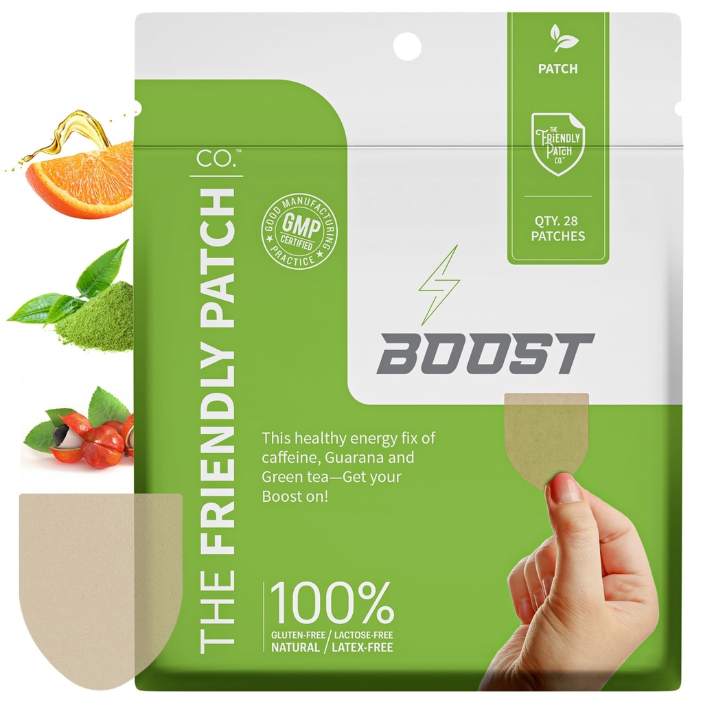 친절한 패치 부스트 에너지 패치 - 28 일 공급 - 에너지 및 초점 패치, 카페인, 과라나 - Clarity & Energy - Plant-Powered, Focus - Wellness Patches