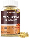 버섯 Gummies : 10 기능 버섯 - 사자 Mane, Reishi, chagaCordyceps 및 더 - 자연 초점 및 에너지 지원 - Vegan, Non-GMO-60 Gummies
