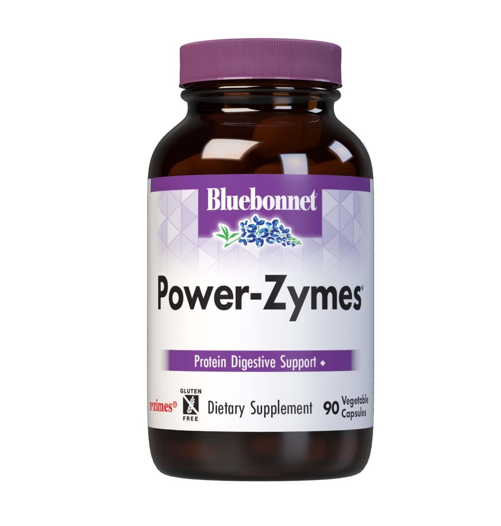 Bluebonnet Nutrition Power-Zymes, Protein Digestive Support*, Soy-Free, Gluten-Free, Dairy-Free, 90 야채 캡슐, 90 서빙