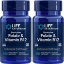 수명 연장 BioActive Folate & 비타민 B12, 150 채식 캡슐 (팩 2), 비 GMO, 글루텐 무료