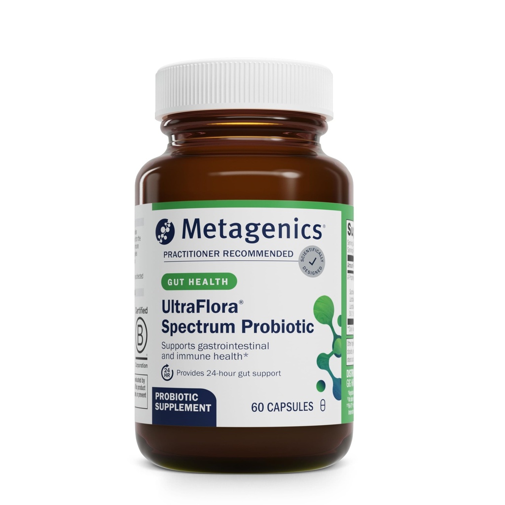 Metagenics UltraFlora Spectrum - Gut & Digestive Wellness, Healthy Microbiome & Flora Support* - 비 GMO 및 글루텐 프리 - 2 개월 공급 - 60 캡슐