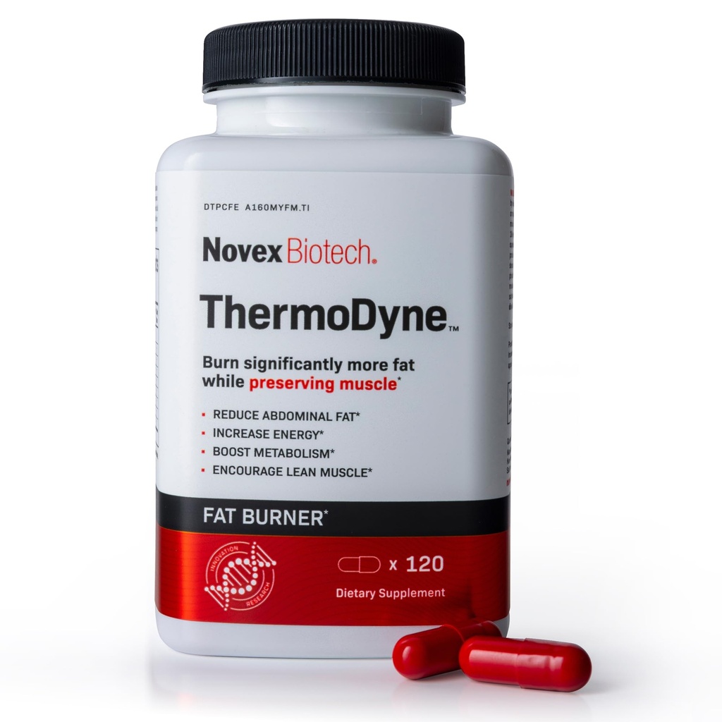 Novex Biotech ThermoDyne - 남성용 Thermogenic 지방 버너 - 식욕 억제제 - 남성용 Metabolism Booster - 200mg Caffeine - 120 카운트