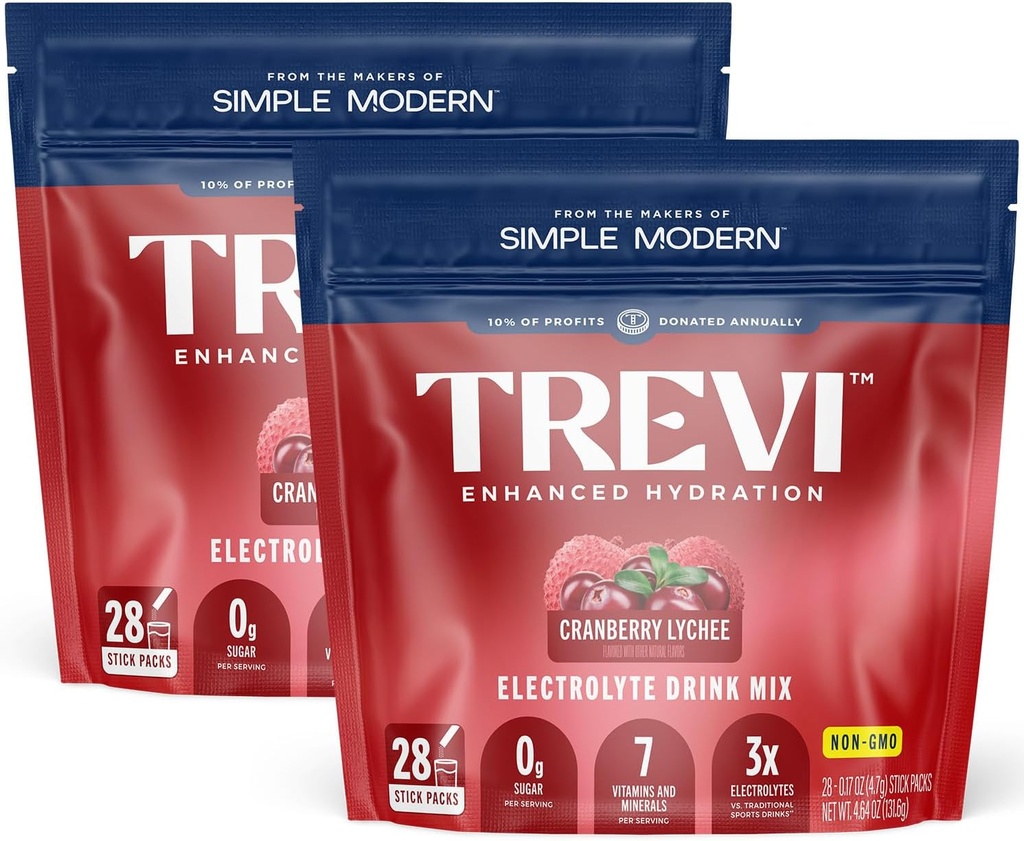 TREVITM Sugar Free Electrolytes - 음료 믹스 하이드로 션 파우더 패킷 - 56 카운트 - 크랜베리 라이hee