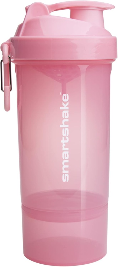 Smartshake O2GO 하나 플라스틱 단백질 셰이커 병 800 ml | 27 oz - 누설 나사에 뚜껑 - BPA 무료 - 유니섹스 - 라이트 핑크