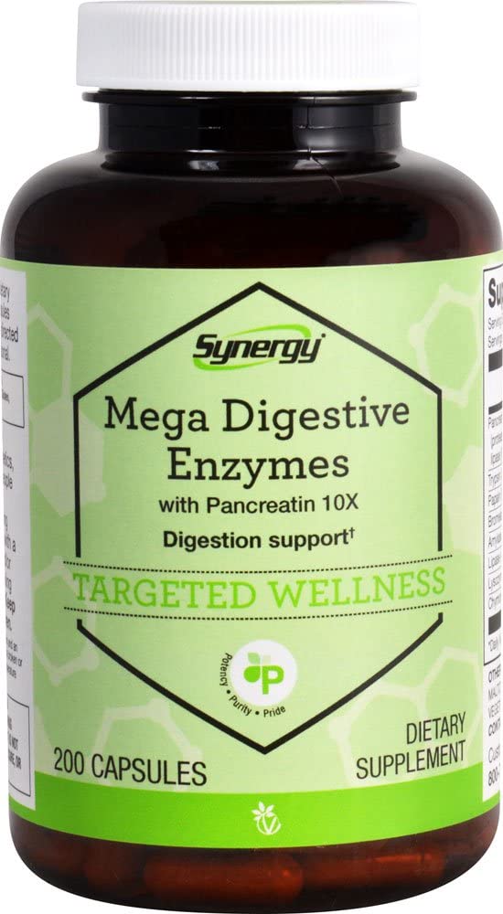 Vitacost Synergy 메가 소화 효소 Pancreatin 10X -- 200 캡슐