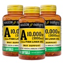 SON NATURAL 비타민 A 3,000 mcg (10,000 IU) 생선 생강 오일, 지원 비전 & 면역 건강, 100 Softgels, 팩 3