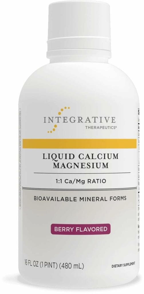 통합 Therapeutics 액체 칼슘 마그네슘 - Bone Health*를 지원하는 액체 보충 - 비타민 D3 및 마그네슘 복합체를 포함 - 글루텐 - 무료 & Dairy-Free - Berry, 16 oz (32 서빙)