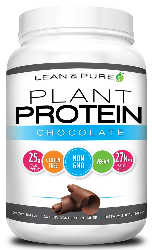 Lean & 순수한 식물 단백질, 단백질의 25g, 비 GMO, Vegan, 글루텐은 해방합니다. 낮은 Carb, 842g, 초콜렛