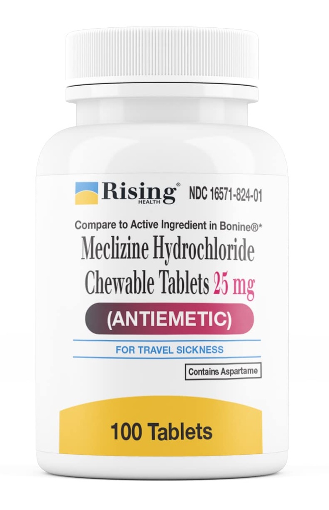 Rising Health Motion Relief and Nausea - Meclizine HCL 25mg - Antiemetic, 모션 릴리프 킬레이트 정제 (100)