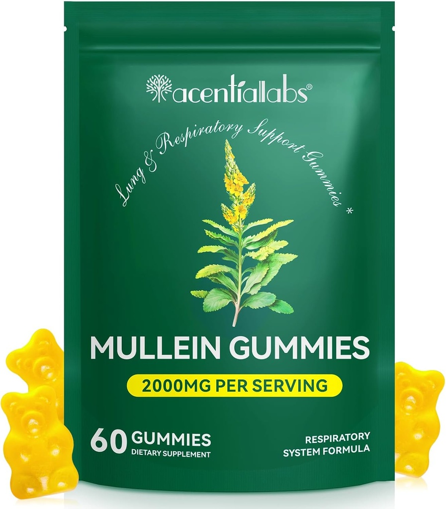 Lung Cleanse를 위한 Mullein Gummies, Lung Cleanse 지원을 위한 자연적인 Mullein, Chlorophyll (60 Chews)를 가진 Mullein 초본 보충교재