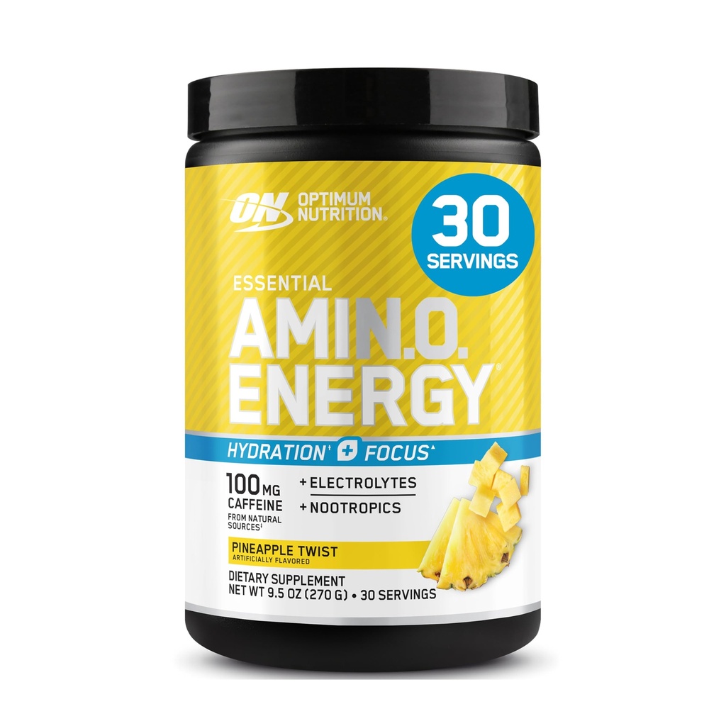 최적 영양 Amino Energy Powder Plus Hydration, BCAA, Electrolytes 및 Caffeine, Pineapple Twist, 30 서빙 (패키지 May Vary)