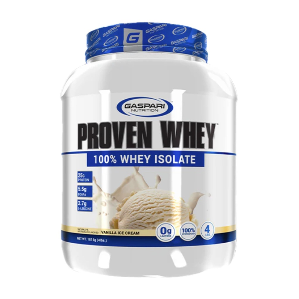 Gaspari Nutrition Proven Whey, 100 % Hydrolyzed Whey Isolate, 높은 단백질, Lactose 무료, 낮은 탄수화물 및 낮은 설탕 (4lb, 바닐라 아이스크림)