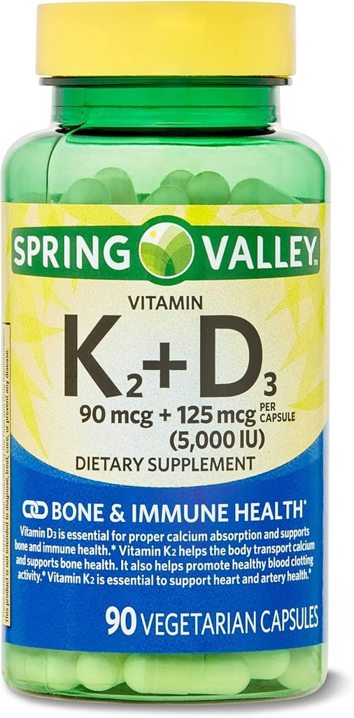 아bseits 비타민 K2 (90mcg) + D3 (125mcg) 90 조사 채식 캡슐