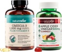 NatureWise Omega-3 Fish Oil 1000mg with E 180-Count+ Apple Cider Vinegar Gummies 500mg with B12, 60-Count (Vegan Gummy) - Heart, Eye, Digestive Health - 글루텐 무료, Soy-Free, Non-GMO