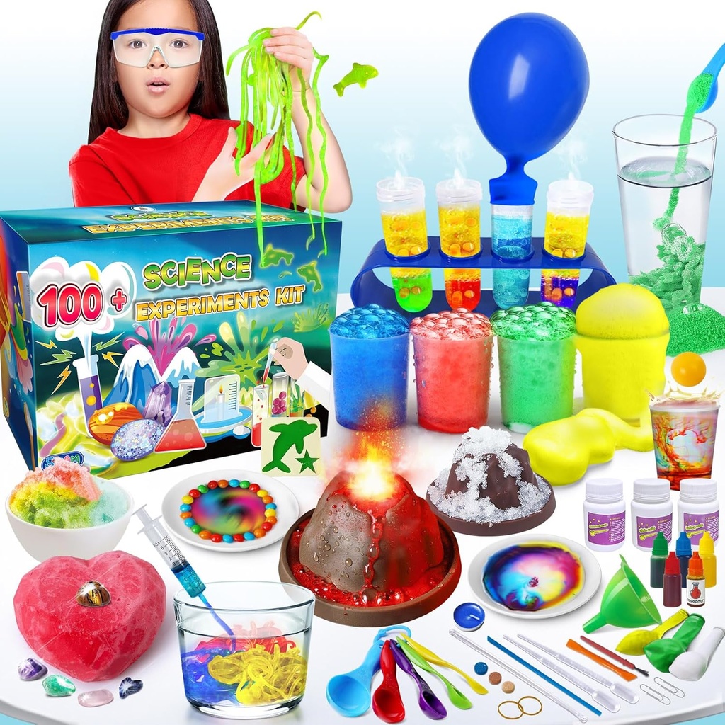 UNGLINGA 100 + 과학 실험실 Experiments 키트 어린이, S.T.E.M 프로젝트 활동 소년 소녀, 화학 세트, 보석 Dig, Volcano, Glowing Worms를위한 교육 생일 장난감 선물