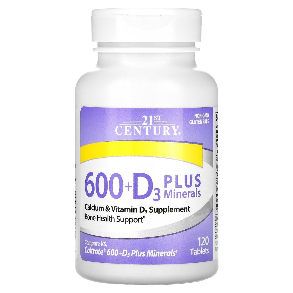 21세기 칼슘 600 플러스 D 플러스 미네랄 캡렛, 120Count (27498)