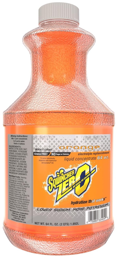 Sqwincher Zero Liquid Concentrate|오일 맛 | 슈가프리 | 저칼로리 | 저 나트륨 | 일렉트로닉스 리플렌즈 믹스 | 5 갤런의 음료 | 64 oz (6개 포장)